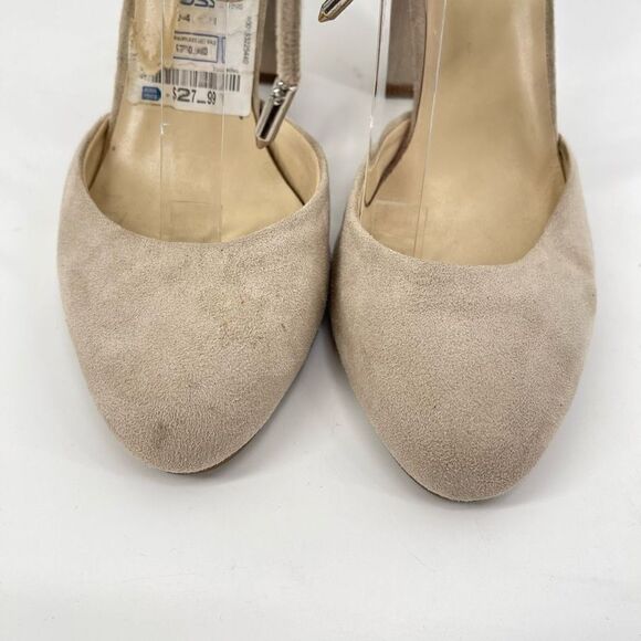 Marc Fisher Womens Pump 3.5" Block Heels Lace Up Suede Round Toe Tan Size 7M - Picture 10 of 13